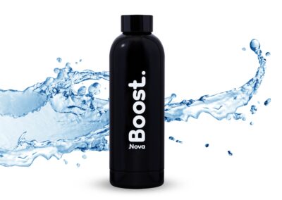 Novaboost®– Gourde thermos Noir Glossy INOX 500 ml