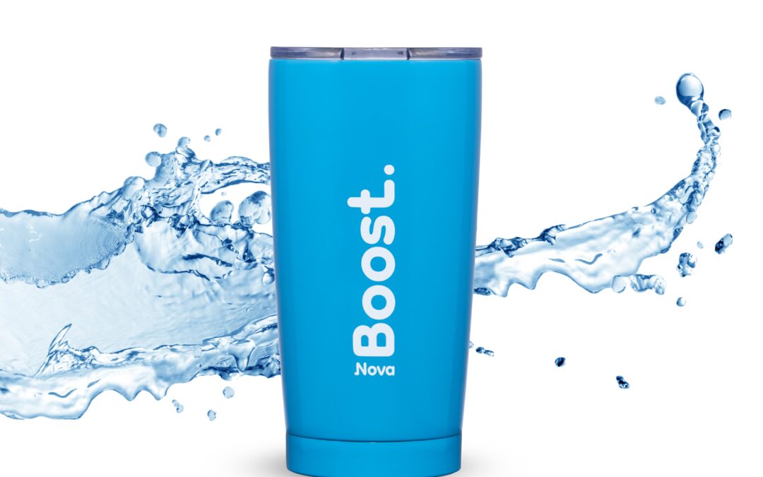 Novaboost®– Mug Bleu Azur Glossy INOX  590 ml